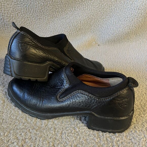 Ariat Clog Loafers Womens 7.5B Leather Slip On Round Toe Black 95901 - Picture 1 of 9